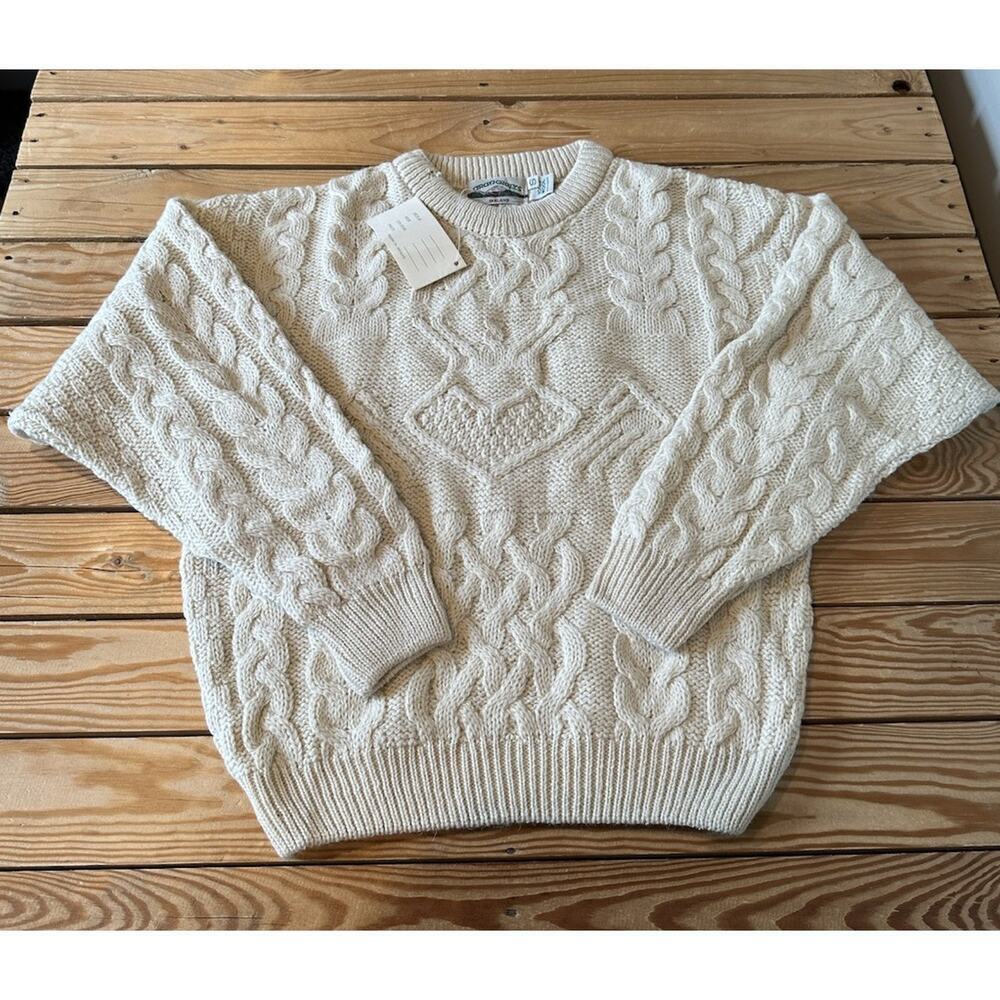NWT Aran Crafts Wool Sweater Size Small Men’s Ivory